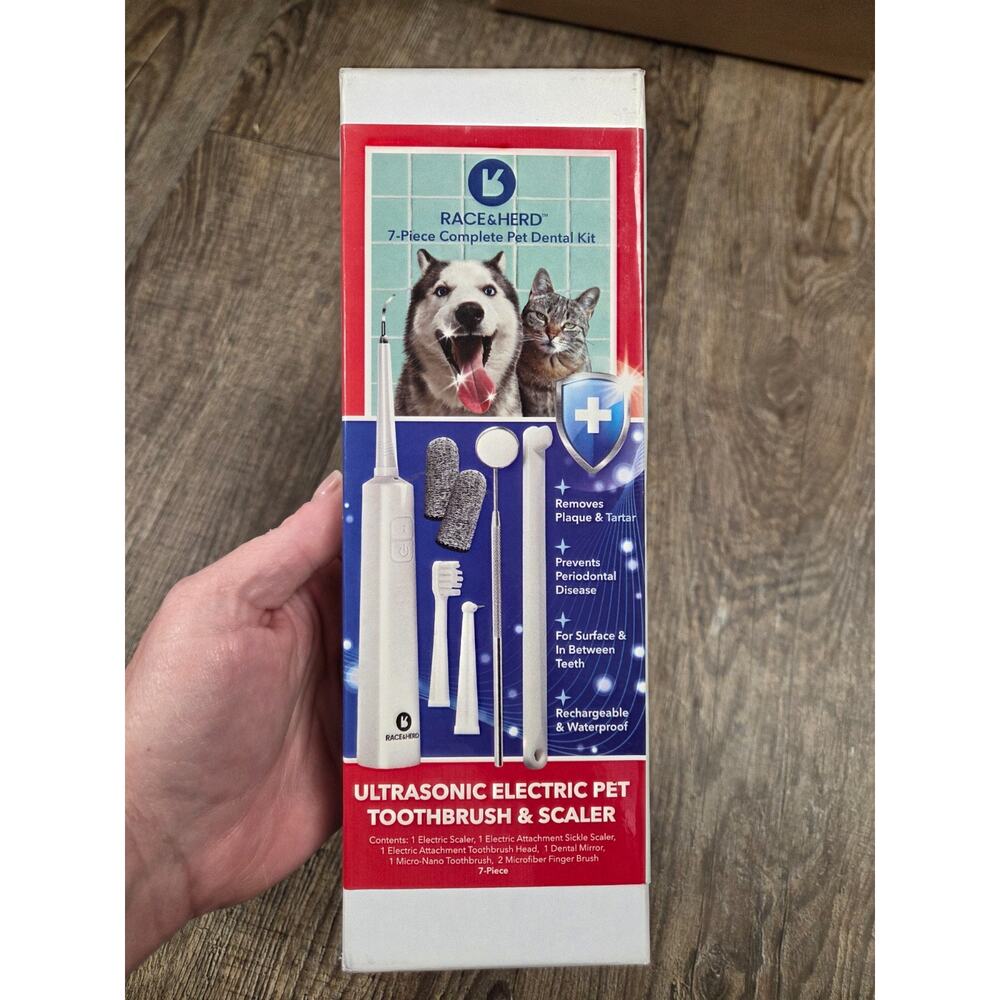 Race + Herd 7-Piece Complete Pet Dental Kit Teeth Cleaning Kit Scaler Electric